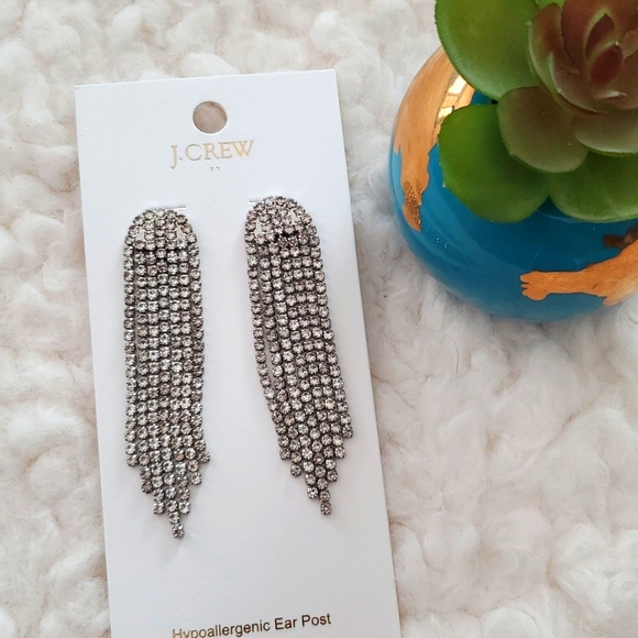 NWT J. Crew Waterfall Crystal Earrings - Picture 4 of 11